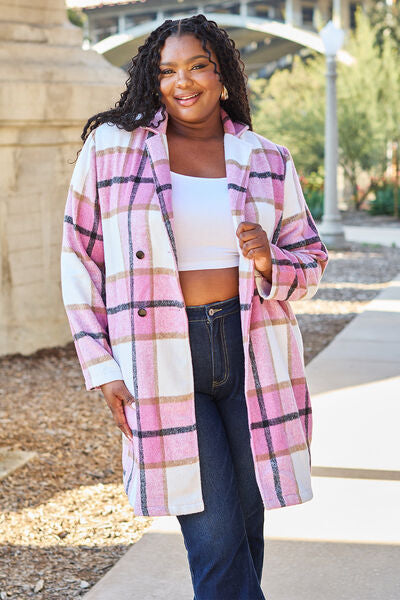 Plaid Button Up Lapel Collar Longline Coat in Multiple Colors  Southern Soul Collectives