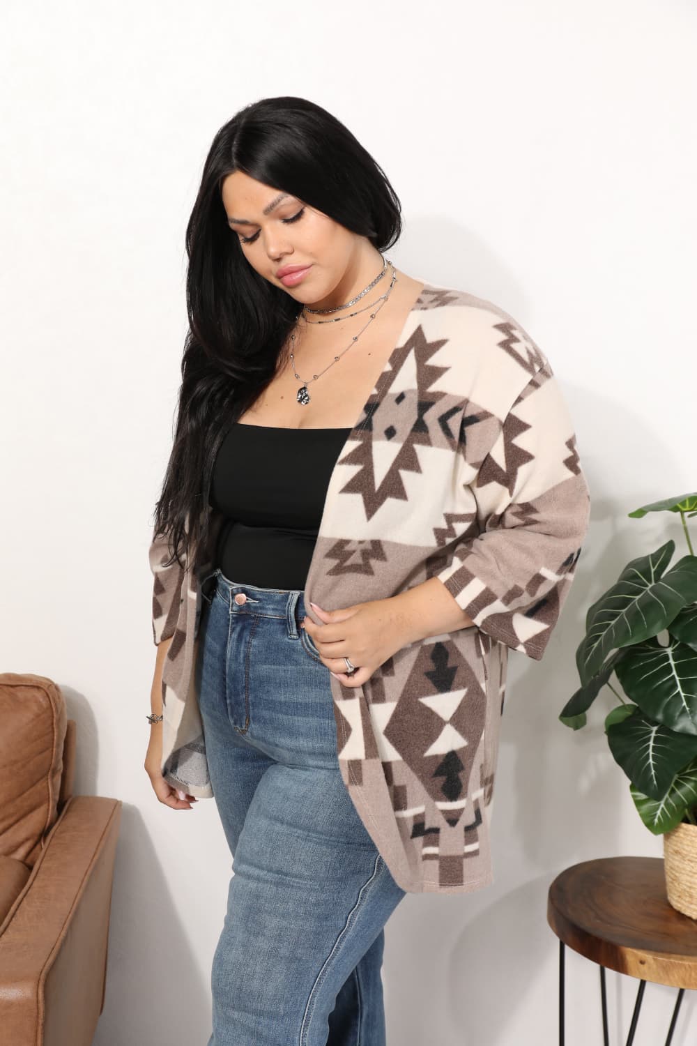 Sew In Love Full Size Cardigan with Aztec Pattern  Southern Soul Collectives 