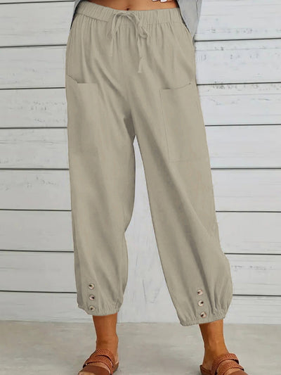 Decorative Button Cropped Pants  Southern Soul Collectives 