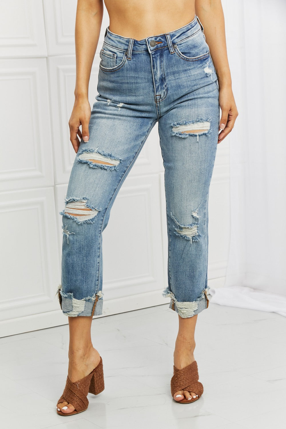 RISEN Leilani Distressed Straight Leg Jeans  Southern Soul Collectives 