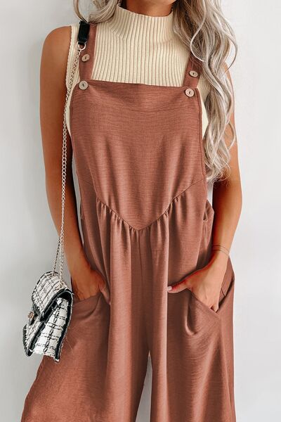 Waffle-knit Wide Leg Overall with Pockets  Southern Soul Collectives