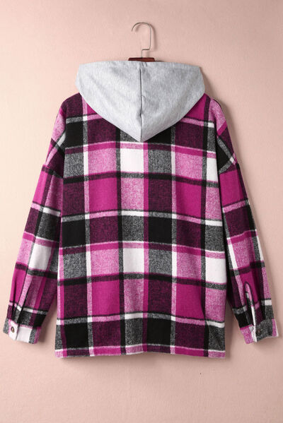 Button Up Plaid Hooded Jacket  Southern Soul Collectives