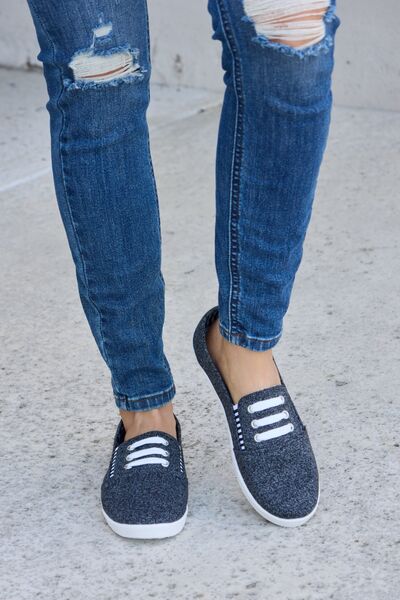 Sailor Round Toe Slip-On Flat Sneakers in Dark Grey  Southern Soul Collectives