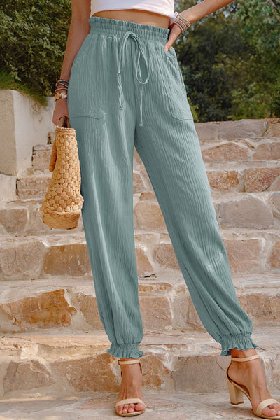Textured Smocked Waist Pants with Pockets  Southern Soul Collectives 