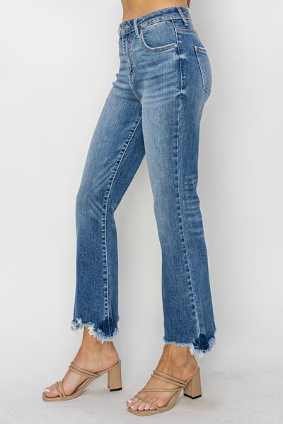 RISEN High Waist Raw Hem Flare Jeans  Southern Soul Collectives