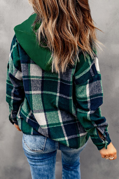 Button Up Plaid Hooded Jacket  Southern Soul Collectives