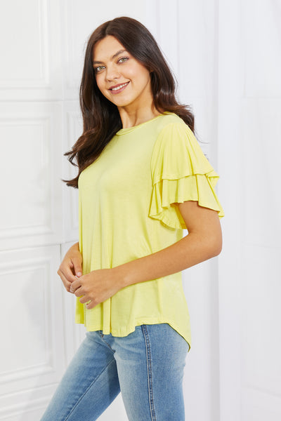 Mi Amor Round Neck Ruffle sleeve length Top in Yellow  Southern Soul Collectives 