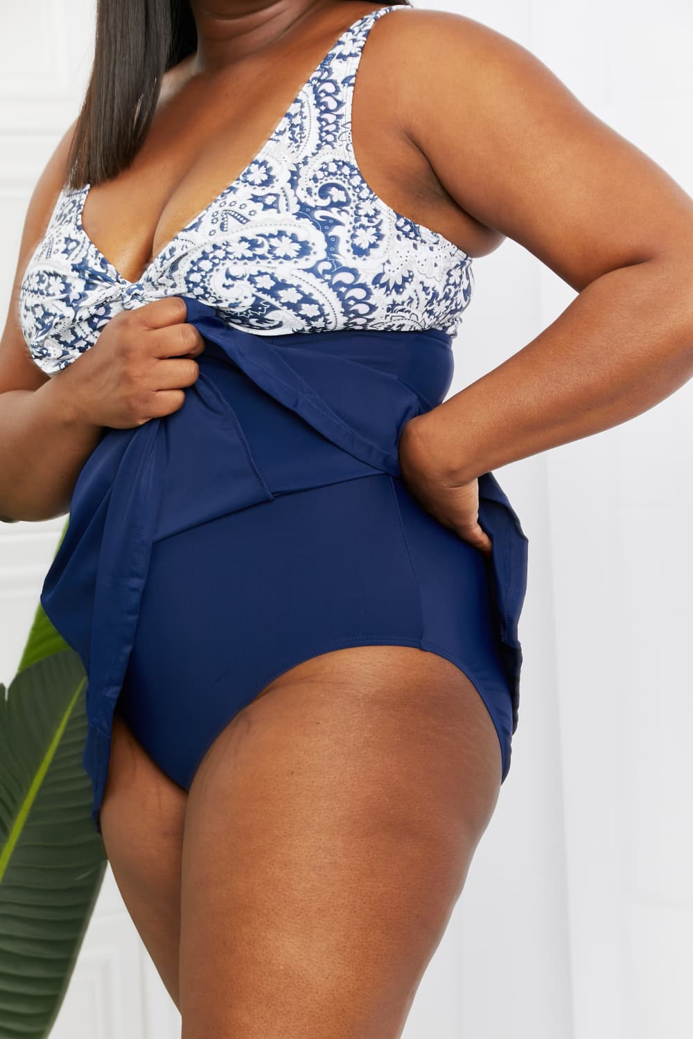 Marina West Swim Full Size Sail With Me V-Neck Swim Dress in Paisley Navy  Southern Soul Collectives 