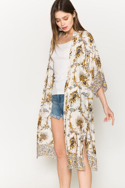 Justin Taylor Floral Open Front Slit Duster Cardigan  Southern Soul Collectives 