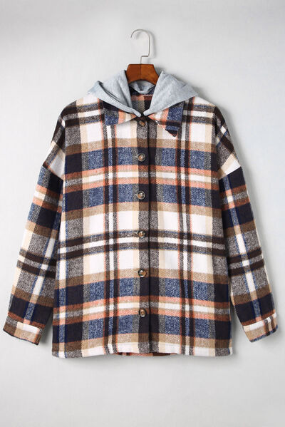 Button Up Plaid Hooded Jacket  Southern Soul Collectives