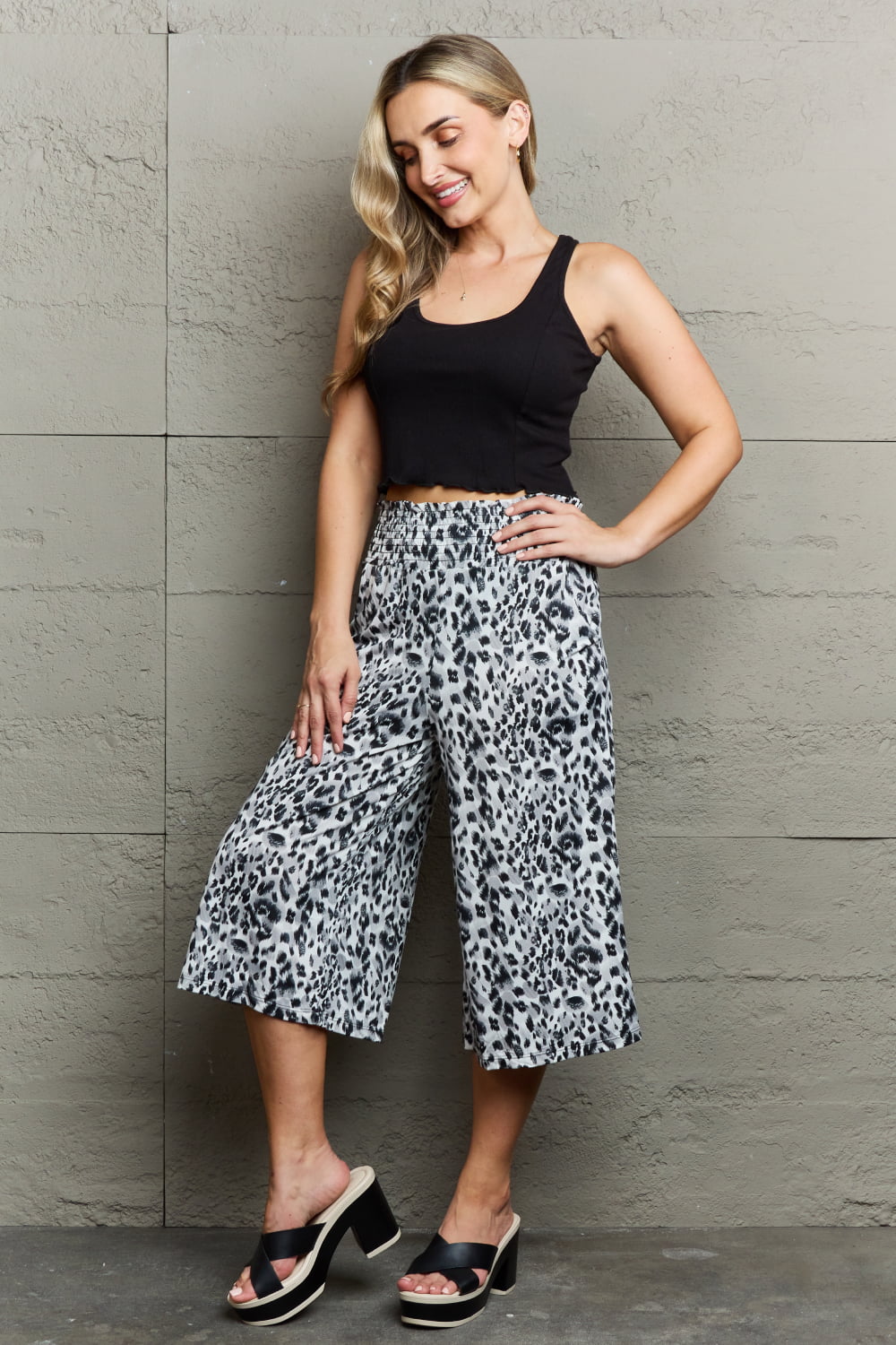 Ninexis Leopard High Waist Flowy Wide Leg Pants with Pockets  Southern Soul Collectives 