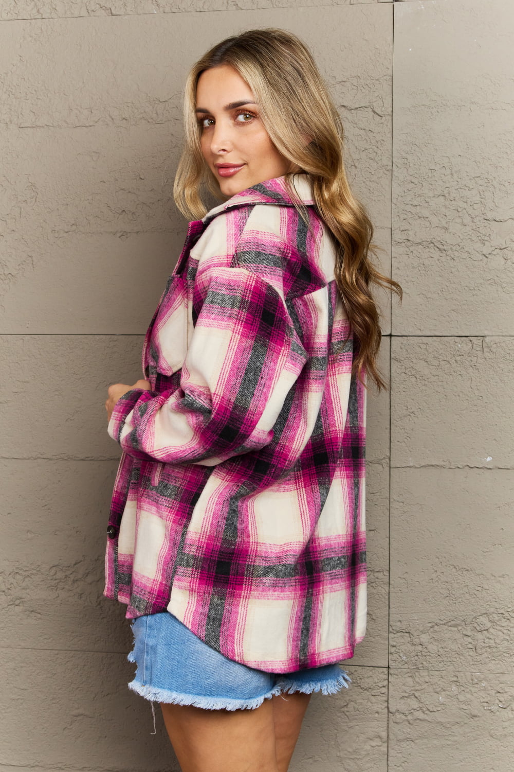Zenana By The Fireplace Oversized Plaid Shacket in Magenta  Southern Soul Collectives 