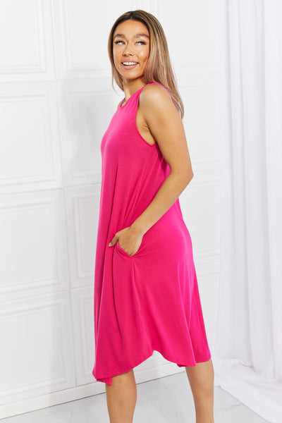 Zenana Still In Love Sleeveless Midi Dress in Hot Pink  Southern Soul Collectives 