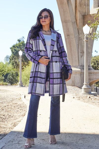 Plaid Button Up Lapel Collar Longline Coat in Multiple Colors  Southern Soul Collectives