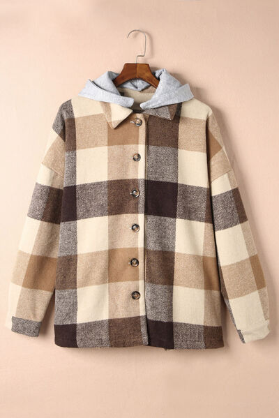 Button Up Plaid Hooded Jacket  Southern Soul Collectives