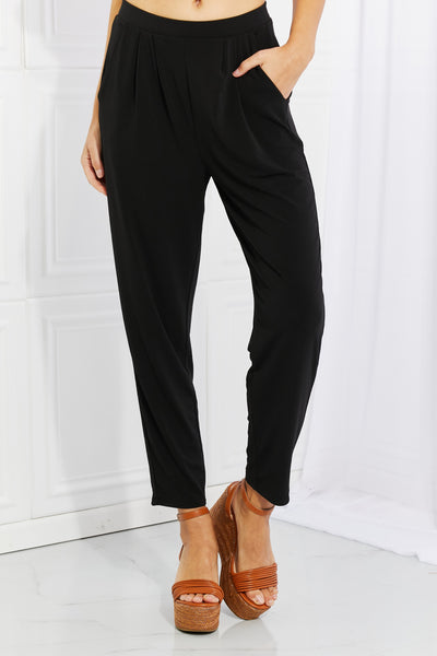 Zenana Amelia Black Cropped Pleated Pants  Southern Soul Collectives 