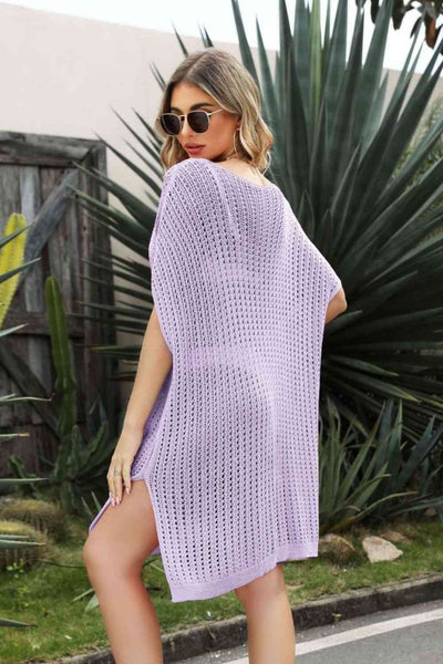 Openwork Knit Side Slit Swim Cover-Up Dress in Multiple Colors  Southern Soul Collectives