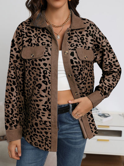 Full Size Leopard Buttoned Jacket  Southern Soul Collectives 