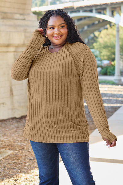 Ribbed Round Neck Long Sleeve Knit Top with Thumb Holes in Multiple Colors  Southern Soul Collectives