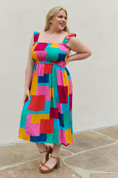 And The Why Multicolored Square Print Summer Dress  Southern Soul Collectives 