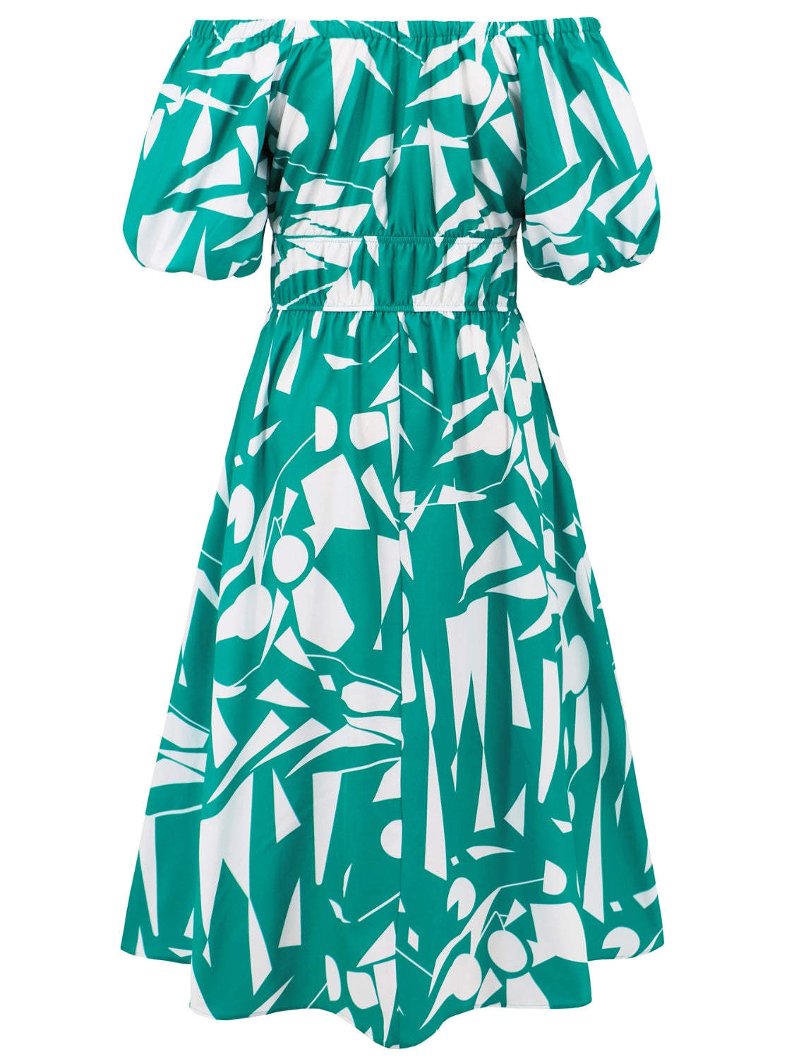 Printed Off-Shoulder Balloon Sleeve Dress Southern Soul Collectives