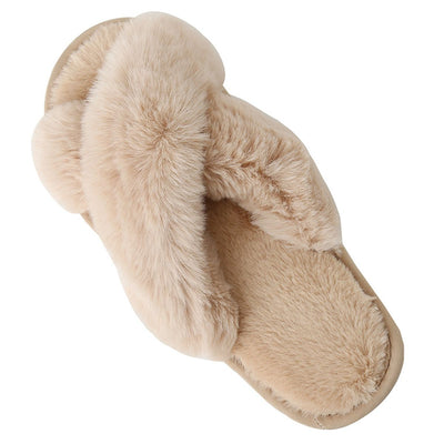 Faux Fur Crisscross Strap Slippers  Southern Soul Collectives 