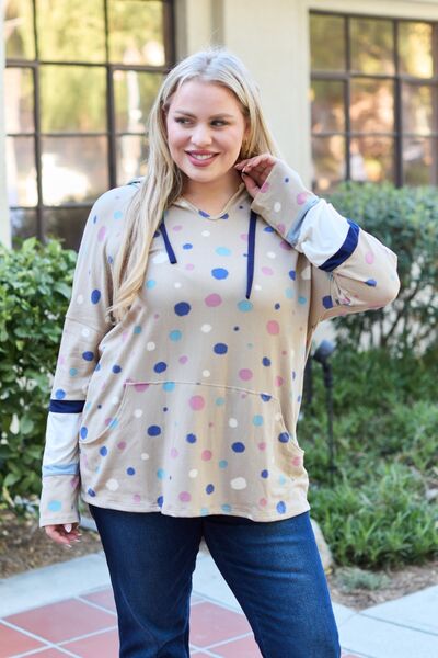 Polka Dot Drawstring Hoodie Top  Southern Soul Collectives