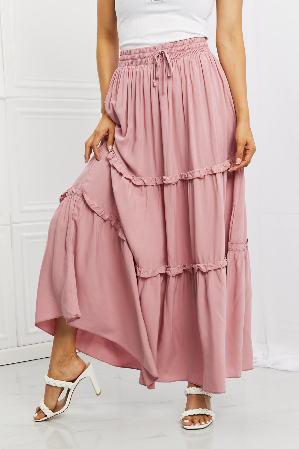 Summer Days Ruffled Maxi Skirt in Mauve  Southern Soul Collectives 