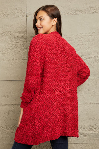 Falling For You Open Front Popcorn Cardigan in Red  Southern Soul Collectives 