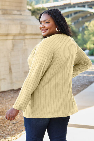 Basic Bae Full Size Ribbed Round Neck Long Sleeve Knit Top  Southern Soul Collectives