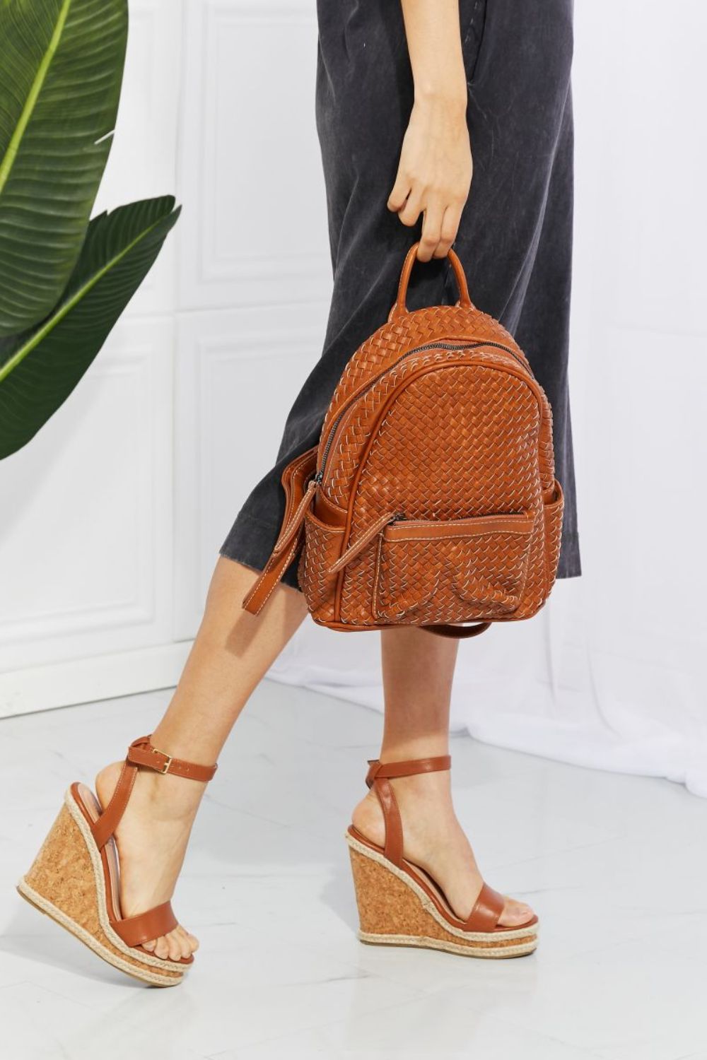 Chic Vegan Leather Woven Backpack  Southern Soul Collectives 