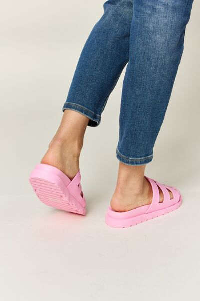 Cutout Open Toe Flat Sandals in Pink  Southern Soul Collectives