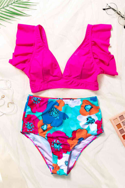 Cropped Swim Top and Floral Bottoms Set  Southern Soul Collectives