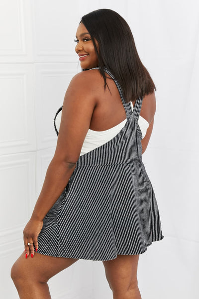 To The Park Overall Striped Skort Dress in Black  Southern Soul Collectives 