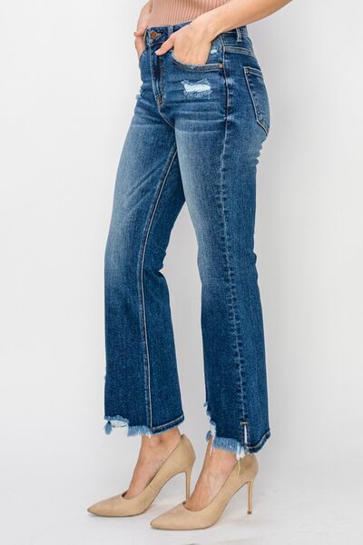 RISEN High Waist Raw Hem Flare Jeans  Southern Soul Collectives