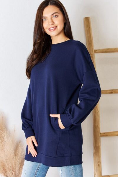 So Cozy Oversized Round Neck Long Sleeve Sweatshirt in Navy  Southern Soul Collectives