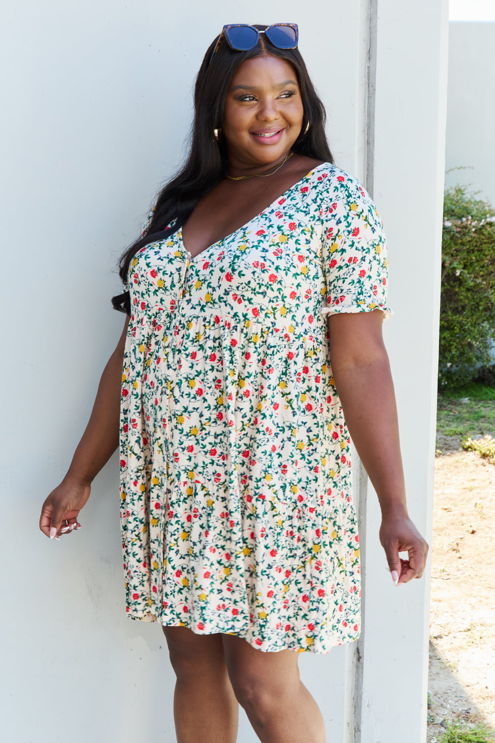 Ninexis Follow Me Full Size V-Neck Ruffle Sleeve Floral Dress  Southern Soul Collectives 