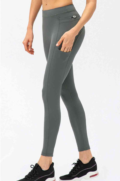 Slim Fit High Waist Sports Athletic Leggings with Pockets in Multiple Colors