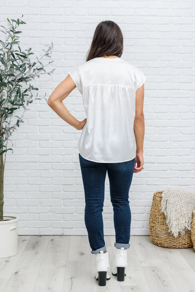 Isn't It Ironic Cap Sleeve Collarless Top In White Womens Southern Soul Collectives 