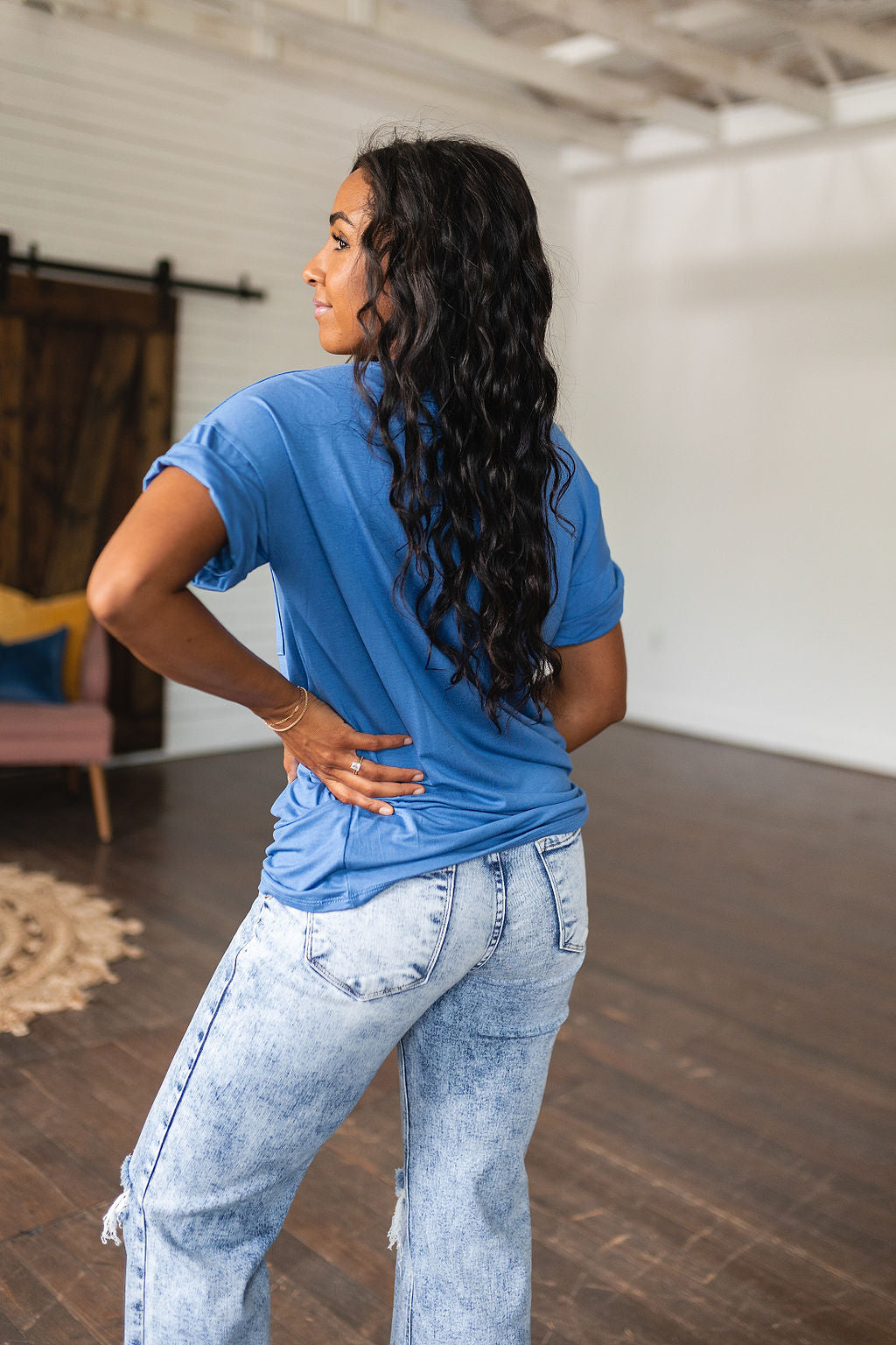 Absolute Favorite V-Neck Top in Azure Womens Southern Soul Collectives 