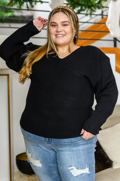 Always Around V-Neck Sweater in Black Womens Southern Soul Collectives 