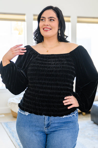 Believe In Miracles Smocked Velvet Top In Black Womens Southern Soul Collectives 