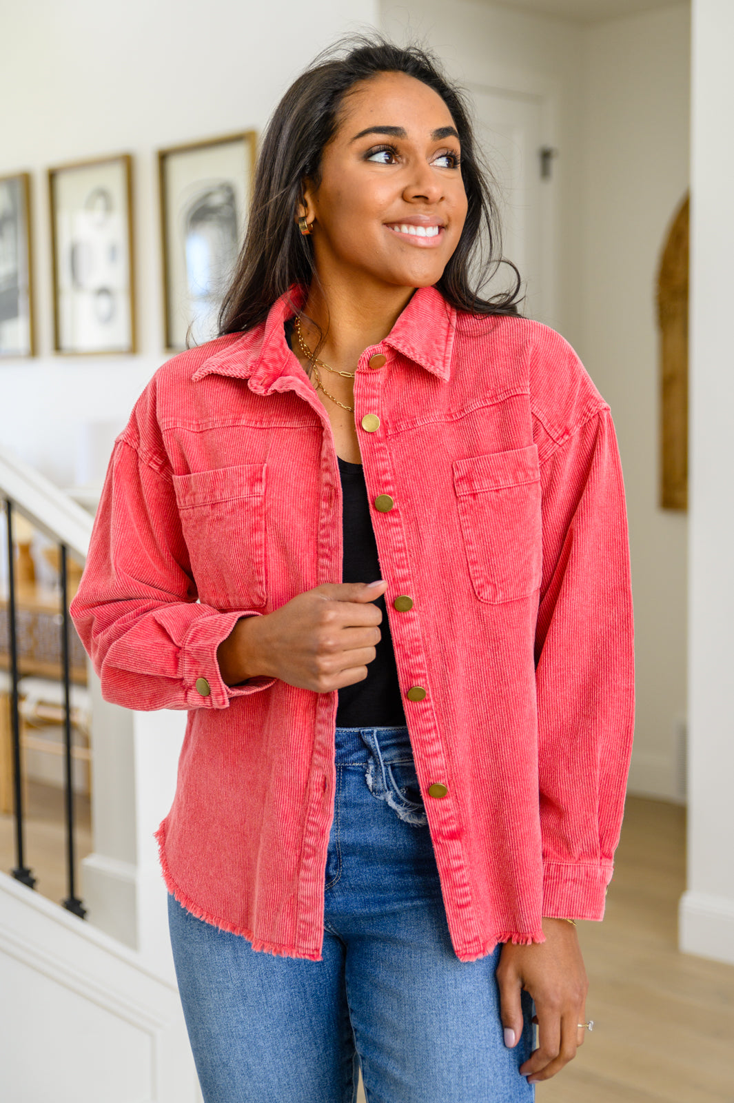 Best Day Ever Corduroy Shacket In Red Womens Southern Soul Collectives 