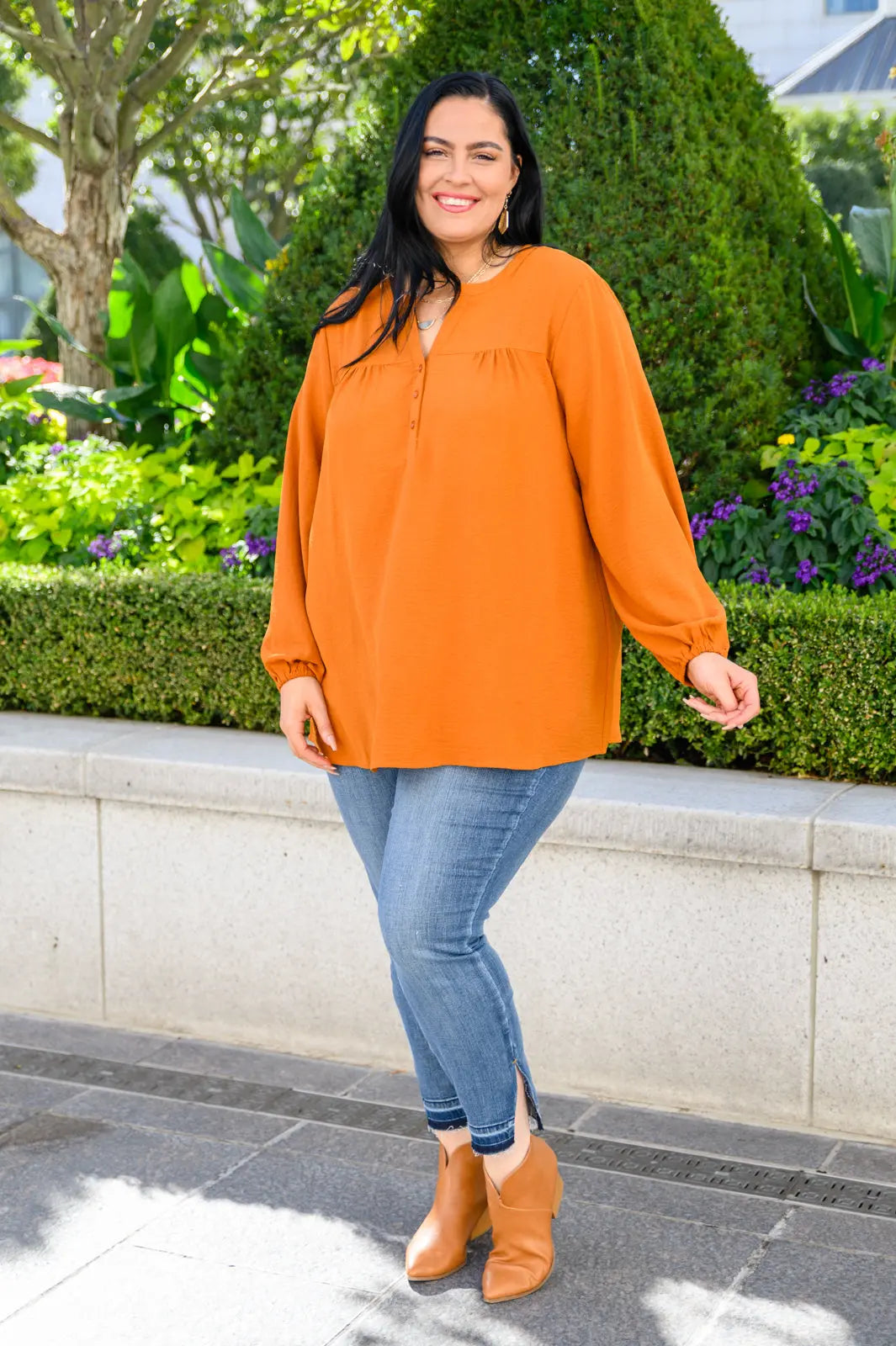 Bop To The Top Puff Sleeve Blouse In Caramel Womens Southern Soul Collectives 