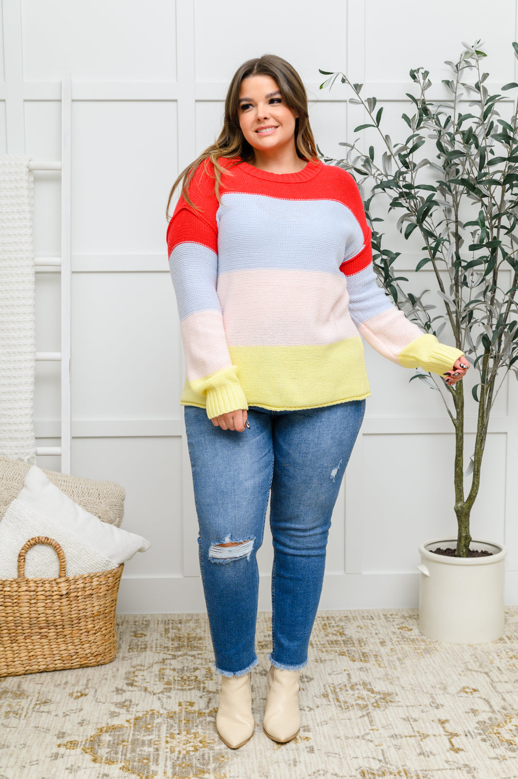 Bright Striped Knit Sweater Womens Southern Soul Collectives 