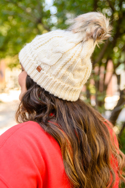 Cable Knit Cuffed Beanie In Ivory Womens Southern Soul Collectives 