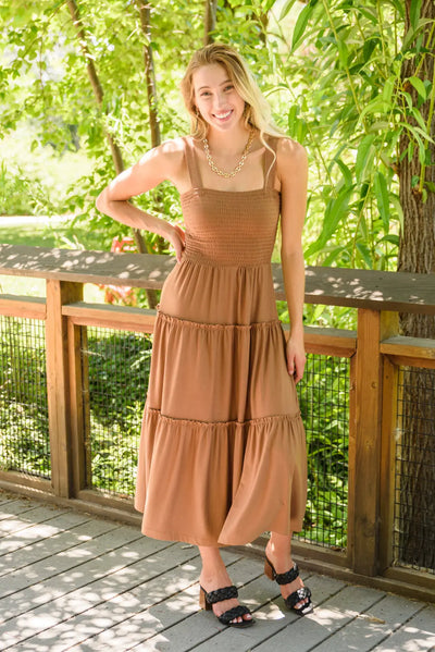 Calm Morning Tan Tiered Maxi Dress Womens Southern Soul Collectives 