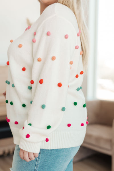 Candy Buttons Pom Detail Sweater Womens Southern Soul Collectives