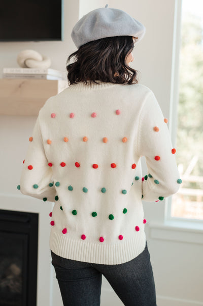 Candy Buttons Pom Detail Sweater Womens Southern Soul Collectives