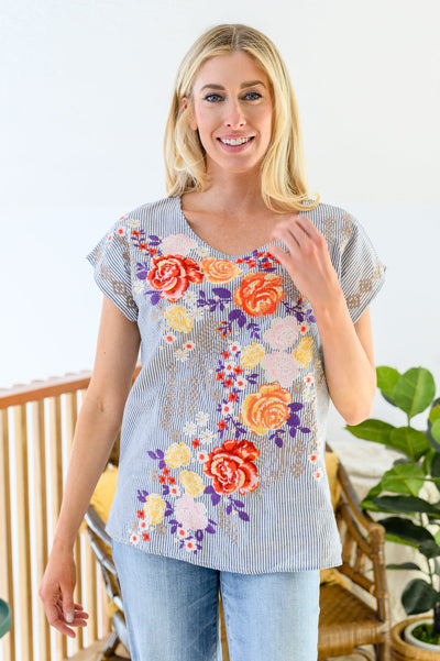 Canopy Of Crushes Striped Floral Top Womens Southern Soul Collectives 